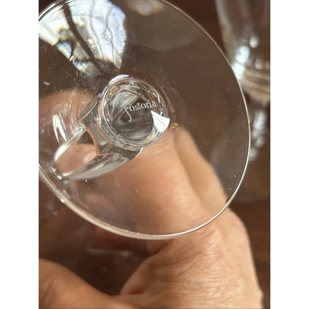 MCM Fostoria Glass Crystal Pine 10 oz Tall Water‎ Wine Goblet Glasses Set Of 6